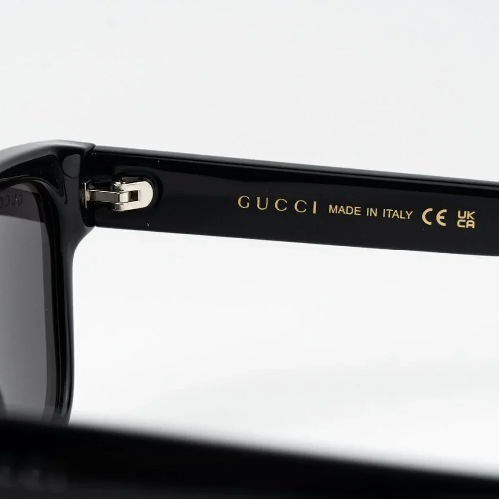 NEW Gucci GG1716S 001 Black Grey Square Unisex Sunglasses